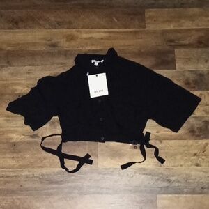 Designer Casual Crop Top Blouse Black S